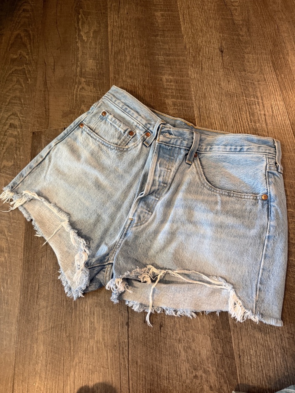 Signature by Levi Strauss Light Blue Distressed Denim Shorts